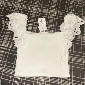 Elegant White Blouse with Eyelet Sleeves